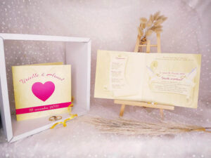 Faire-Part-Mariage-Collection-Coeur-Colombe-Rose-Dore-Brest-Finistere