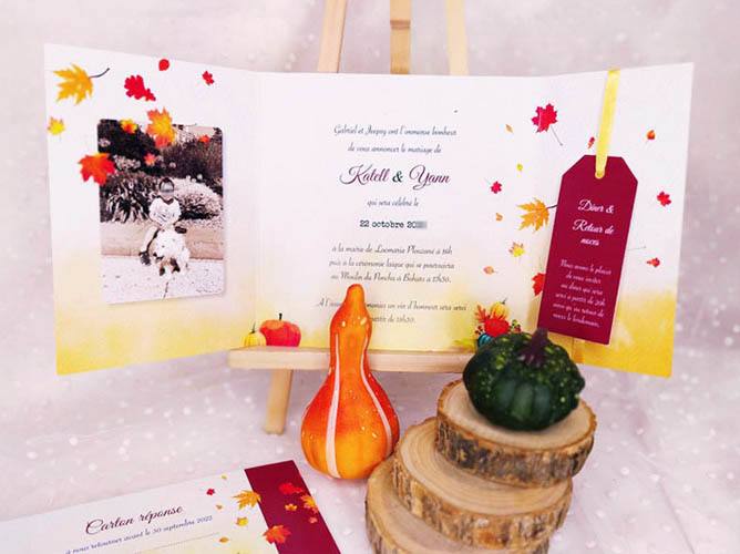 Faire-Part-Mariage-Automne-Citrouille-orange-Brest-Finistere