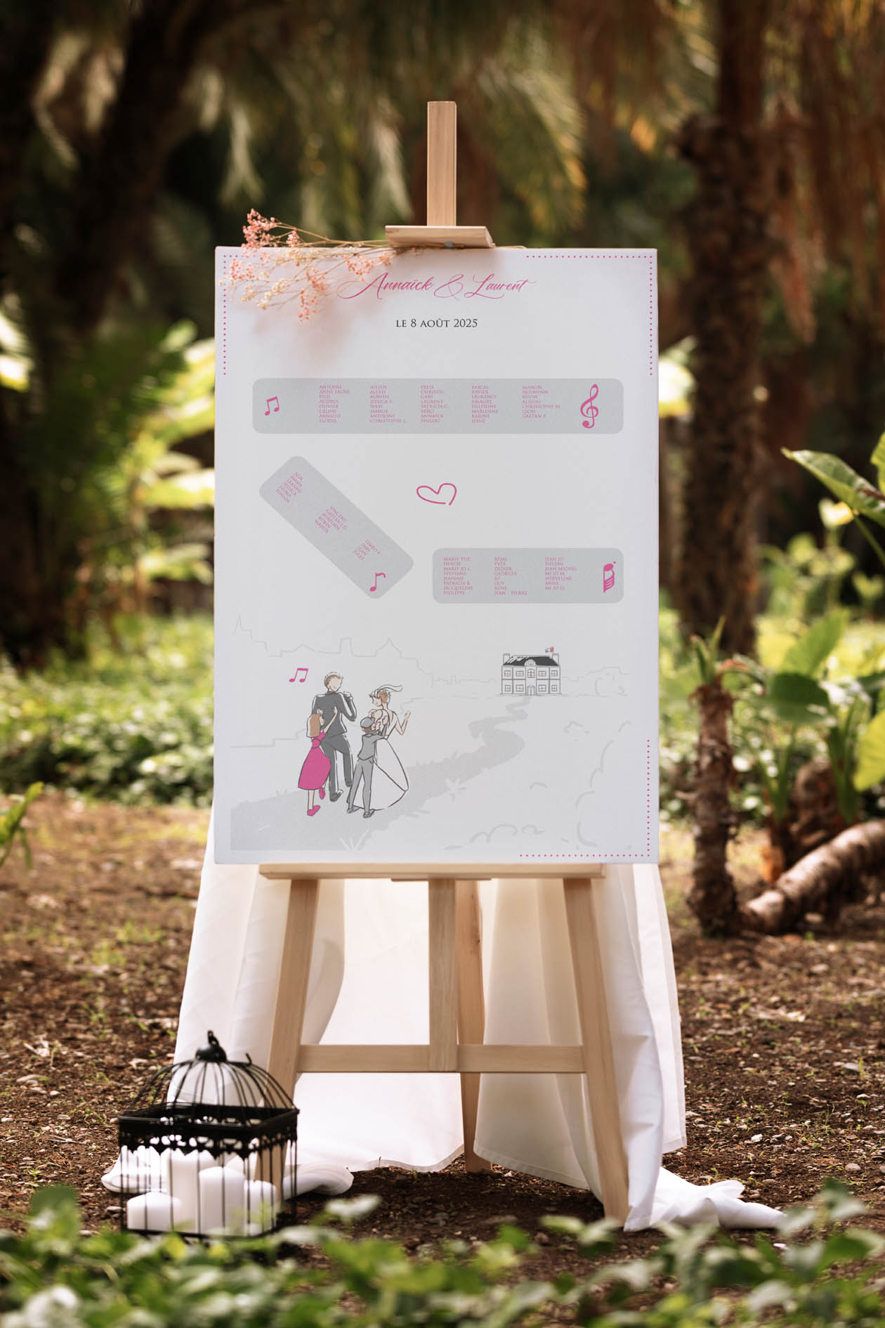 Plan d table rose humoristique