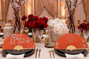 menu japon rouge et blanc cerisier