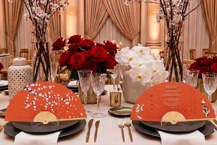 menu japon rouge et blanc cerisier