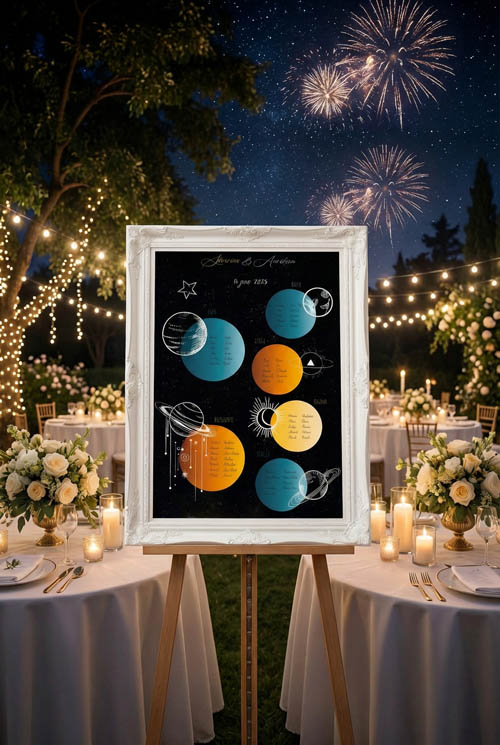 plan de table galaxie ciel étoilé